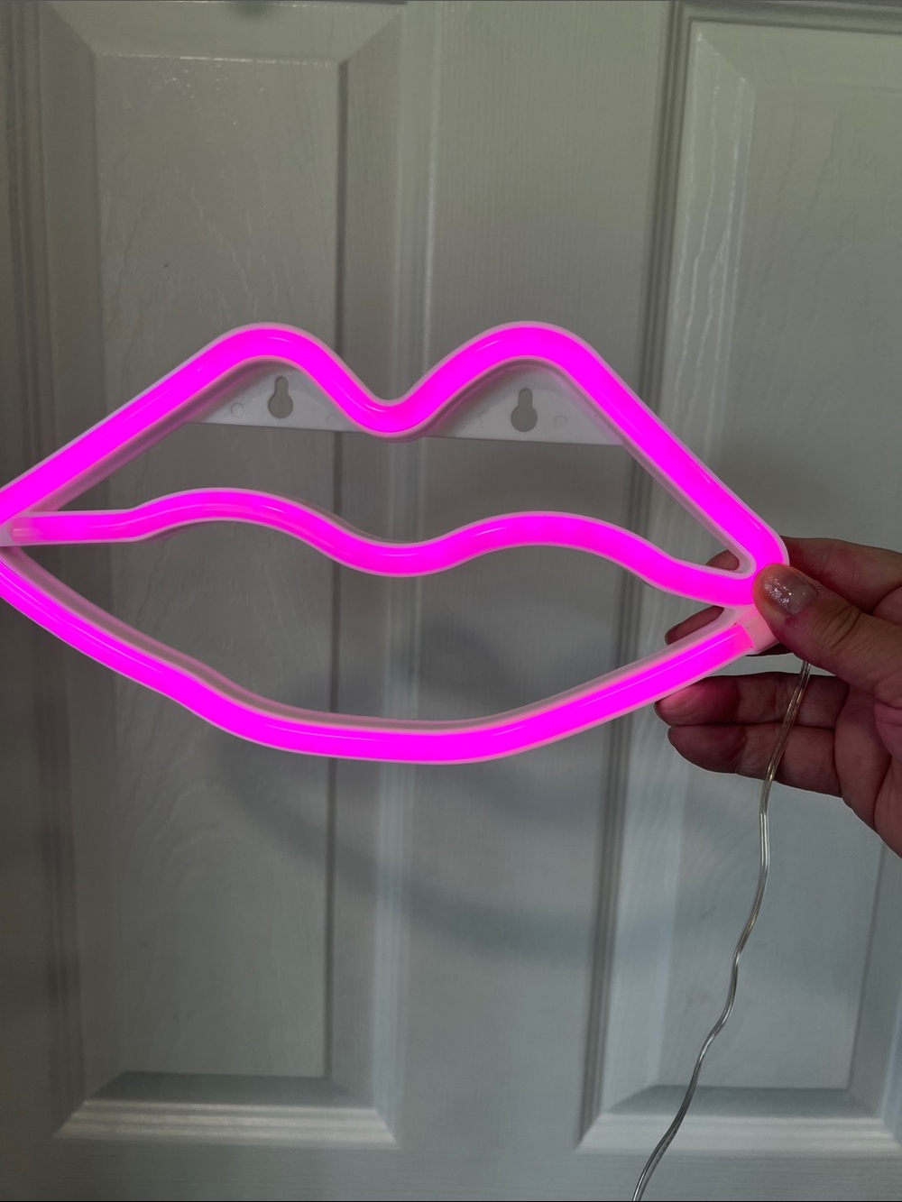 Neon Pink Lips Wall Light
